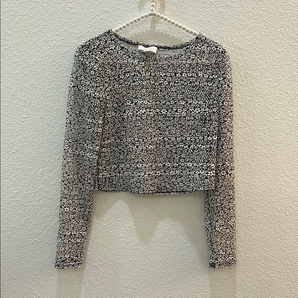 Topshop Mesh Long-sleeve Floral Crop Top 8